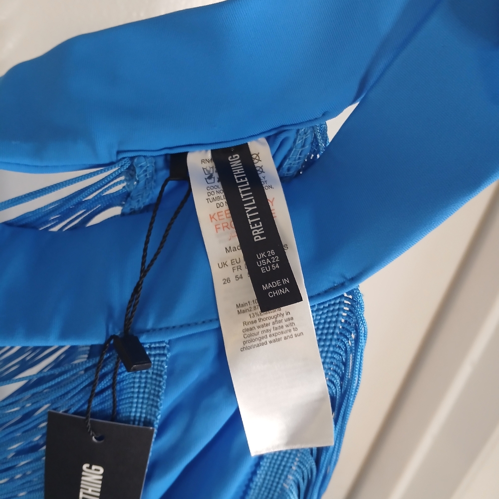 PrettyLittleThing Bright Blue Fringe High Rise Pull On Maxi Skirt 22 New! - Picture 11 of 14
